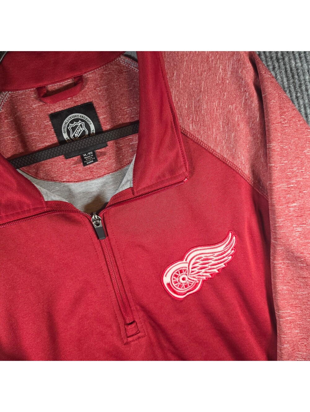 Detroit Red Wings NHL Men’s XL 1/4 Zip Pullover Red Heather Hockey Jacket